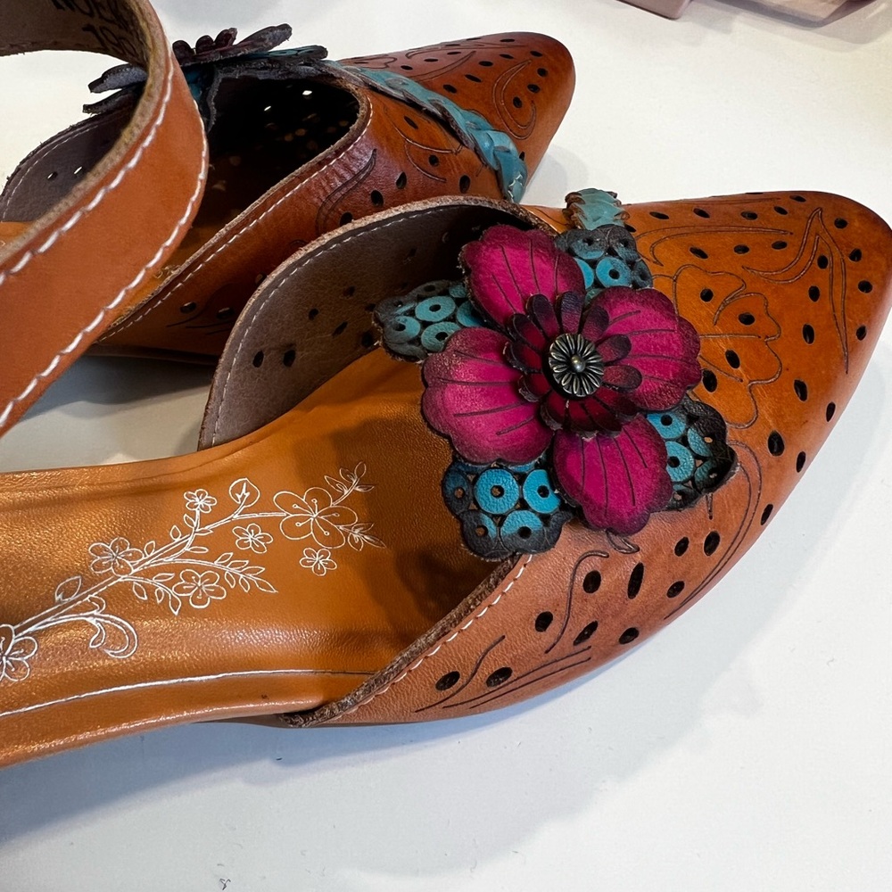 L’artiste Floral Brown Mules - Picture 2 of 5